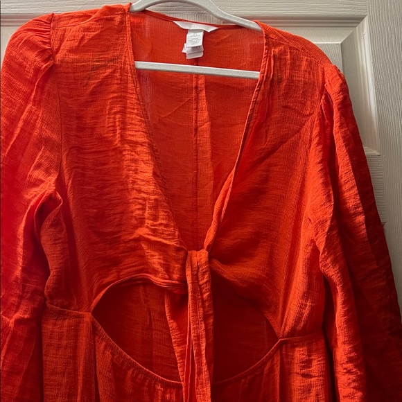 H&M Bold  Orange Long Dress - Picture 2 of 3